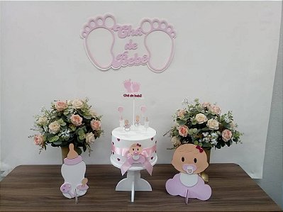 Kit Decoração de Festa Chá de Bebê Rosa Faça Fácil CIA DO EVA