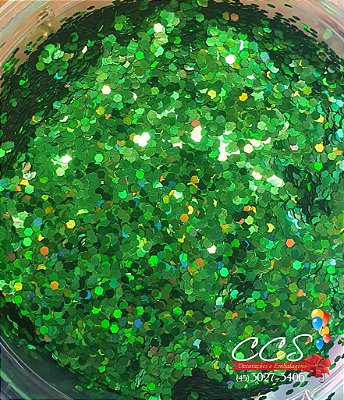 Confete Holográfico Verde Escuro Hexagonal Para Balão com 3 gramas