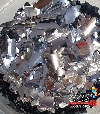 Confete Metalizado para Balão Prata Estrela 2cm com 3 Gramas