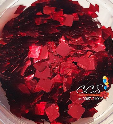 Confete Metalizado para Balão Vermelho  Quadrado 1cm com 3 Gramas