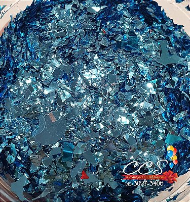 Confete Metalizado para Balão Azul Claro Picadinho com 3 Gramas