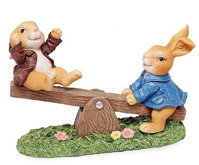 Coelhos de Resina na Gangorra - Primavera - Cromus 1 unidade