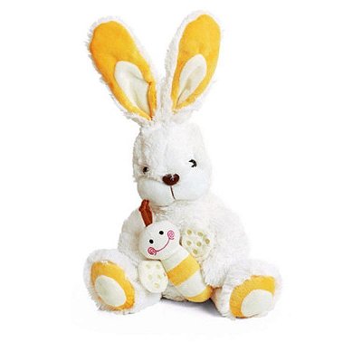 Coelho de Pelúcia Branco segurando Abelhinha 42cm 1322124 Cromus