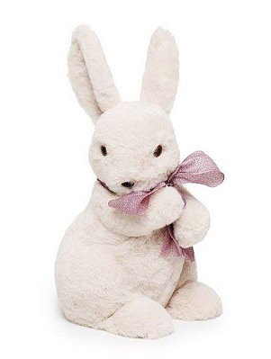 Coelho Sentado Pelo Macio Laço Uva M - 30cm x 15m x 15cm - Linha Pão de Ló - Cromus Páscoa