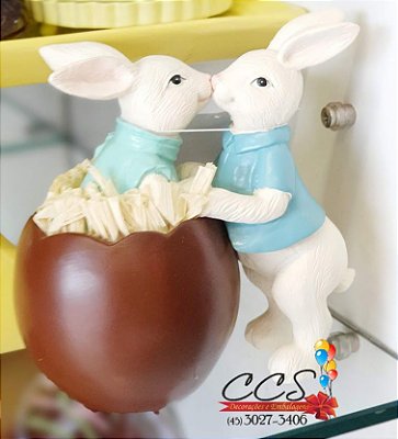 Coelhos se Olhando de Resina 1014705 Cromus