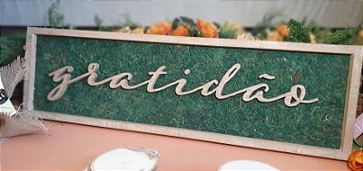 Placa Decorativa Gratidão com fundo musgo Cromus 1826047