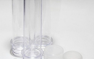 Tubete 13cm Tampa Plástica Transparente com 10 unidades