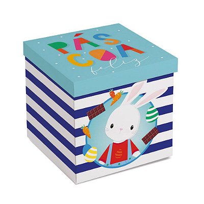 Caixa Surpresa para Ovo em Pé 350g e Brigadeiros - Brilho de Páscoa Azul 18,5x18,5x18,5cm CROMUS 13003883