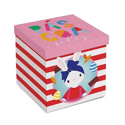 Caixa Surpresa para Ovo em Pé 350g e Brigadeiros - Brilho de Páscoa Rosa 18,5x18,5x18,5cm CROMUS 13003885