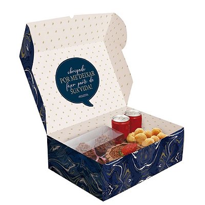 Cesta na Caixa Feliz Aniversário Marmore 33x23x10cm M  - 01 unidade - Cromus  13003858