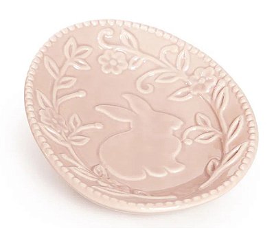 Prato de Ceramica Oval com Detalhe de Coelho - Cromus