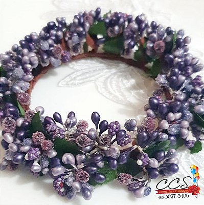 Mini Guirlanda Folhas e Frutos  Lilas Cromus 1211035