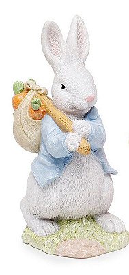 Coelho de Resina em pé carregando saco de Cenoura nas costas Cromus 1827427