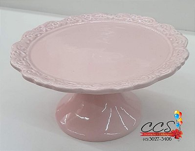 Suporte Porta Doces de Cerâmica Rosa Bebê Cromus 29000512