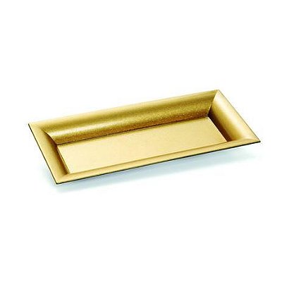 Bandeja Decorativa Retangular Glitter Dourado 28x12,3x2,5 - 29000763 - Cromus Esp