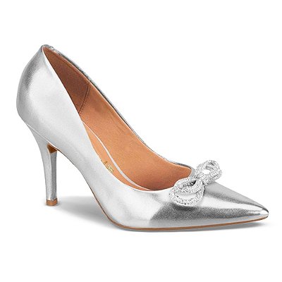 Scarpin Feminino Salto Alto Vizzano Laço Strass Bico Fino