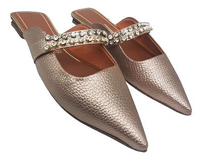 Sapato Mule Feminino Vizzano Bico Fino Strass Confortável - Amo Outlet