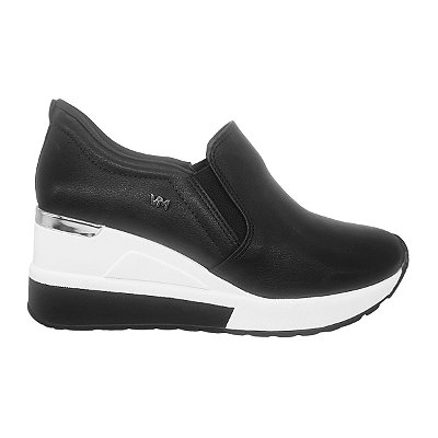 Tênis Feminino Via Marte Slip On Anabela Liso Preto