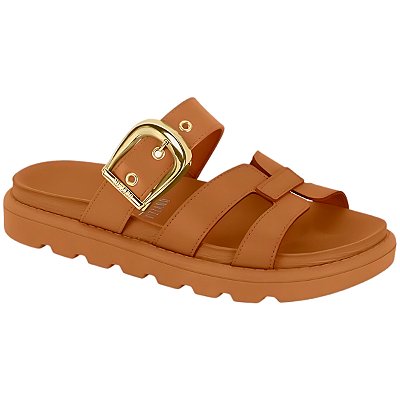 Tamanco Papete Vizzano Feminino Chinelo Fivela Comfort Camel