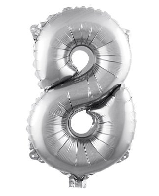 Balão Metalizado Número Prata 40 8