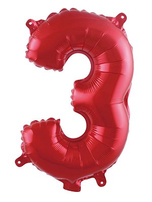 Balão Metalizado Número Vermelho 40 3