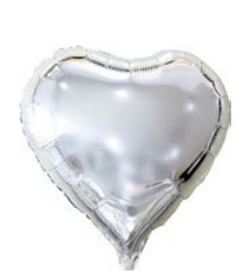 Balão Metalizado Coração Prata 45 cm C/1