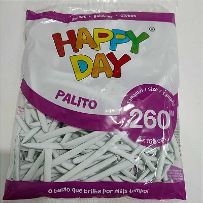 BALÃO HAPPY DAY PALITO C/50 BRANCO