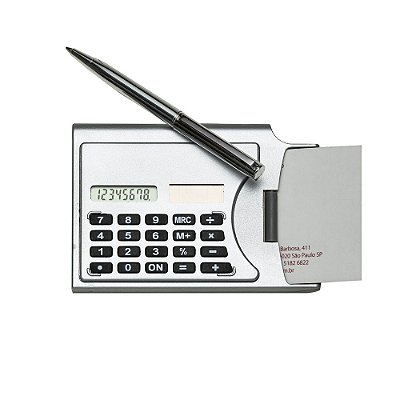Calculadora plástica 8 digitos  com porta cartão de visitas .Código: SK3919