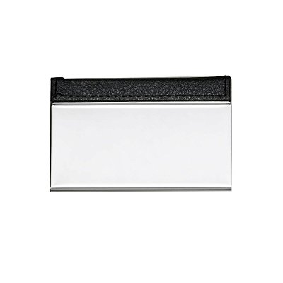 Porta cartão de metal com couro sintético. Couro com textura e costura. Código SK 8848