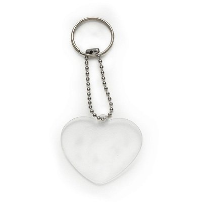 Chaveiro plástico formato coração transparente. Código SK 13275