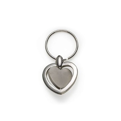 Chaveiro metal giratório formato coração,possui chapa central coração. Código: SK 5018