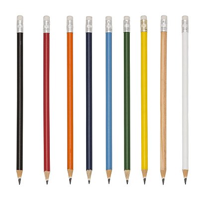 Lápis madeira(reflorestamento) colorido com borracha e grafite preto,Código SK 11827