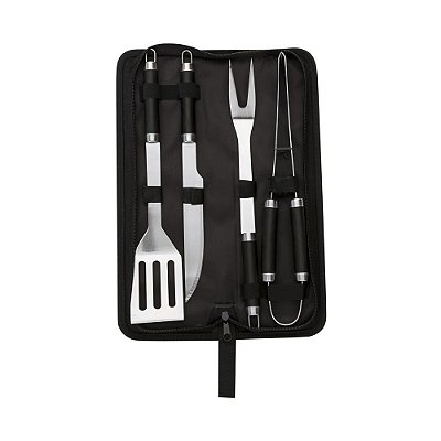 Kit churrasco 4 peças em estojo de nylon com alça. Código SK 12775