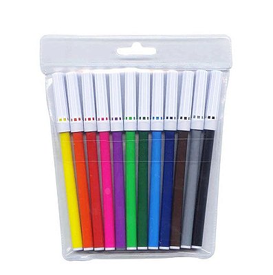 Caneta Hidrográfica 12 cores, cores vivas. Cód. SKL192