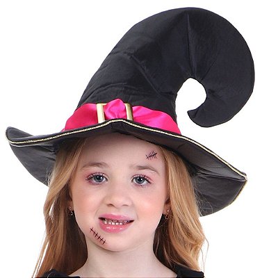 Chapéu de Bruxa Infantil POÇÃO MÁGICA - Fita de Cetim PINK