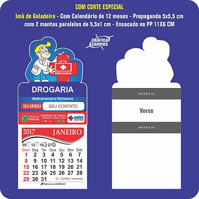 Imãs de Geladeira Com Calendário - Com ou Sem Corte Especial