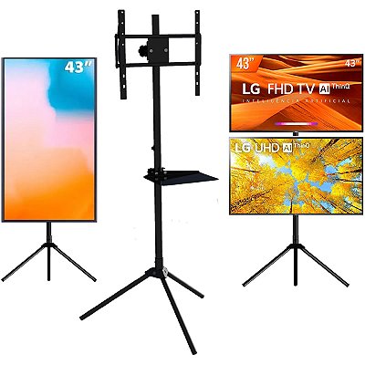 Pedestal para tv tripe com apoio auxiliar