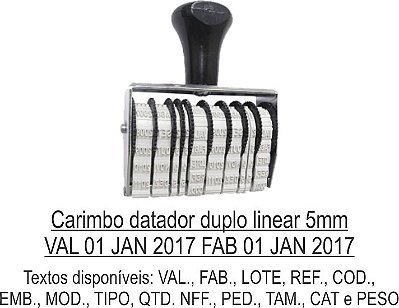 Datador Duplo Linear com Datas de Validade e Fabricação (5mm)