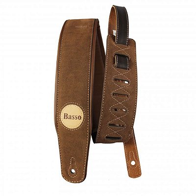 Correia Violão Guitarra Baixo Basso Suede Marrom