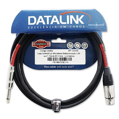 Cabo Microfone Xlr P10 Datalink Desbalanceado Garage 0,30 mm² 3 Metros