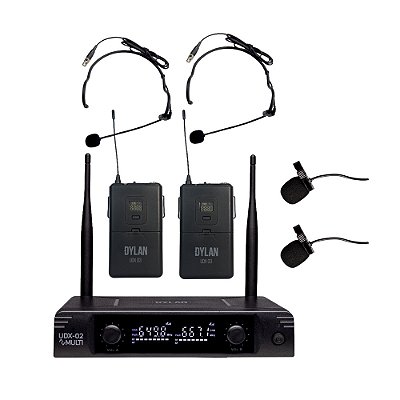 Microfone Sem Fio Dylan UDX-06 Multi - Duplo Headset