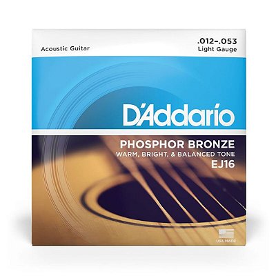 Encordoamento Violão Aço D'Addario EJ16 0.12 Phosphor Bronze