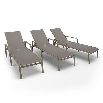 Kit 3 Espreguiçadeiras Piscina Alumínio Fendi Tela Fendi