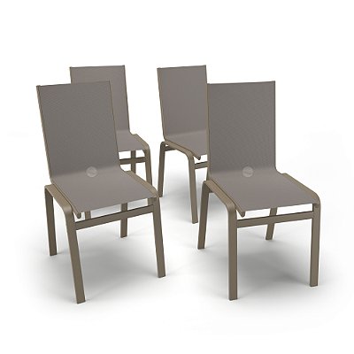 Kit 4 Cadeiras Jantar Gourmet Alumínio Fendi Tela Fendi