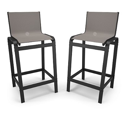 Kit 2 Banquetas Altas bancada Alumínio Preto Tela Fendi