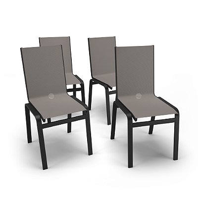 Kit 4 Cadeiras Jantar Gourmet Alumínio Preto Tela Fendi