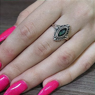 Anel de Prata 925 com Topázio Místico Lapidado - M003
