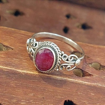 Anel do infinito feminino de Prata 925 e Rubi Indiano - R006