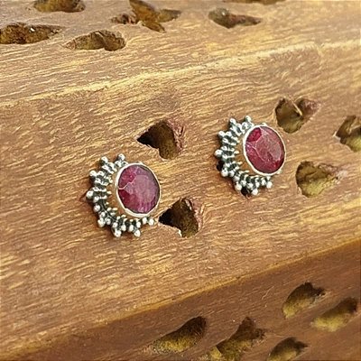 Brinco Indiano de Prata 925 com Rubi Indiano - Sol