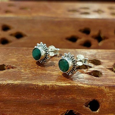 Brinco Indiano de Prata 925 com Esmeraldas - Sol